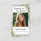 永遠に私たちのハート写真葬儀祈りの言葉カード 名刺 (正面)