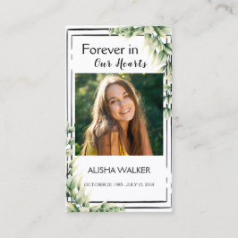 永遠に私たちのハート写真葬儀祈りの言葉カード 名刺