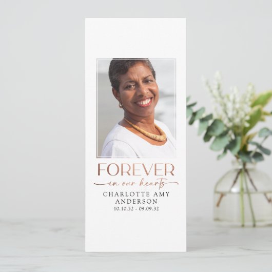 永遠に私たちのハート写真葬儀祈りの言葉カード 招待状 (スタンド正面)