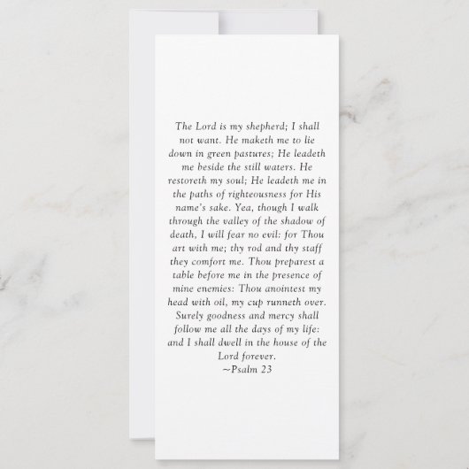 永遠に私たちのハート写真葬儀祈りの言葉カード 招待状 (裏面)