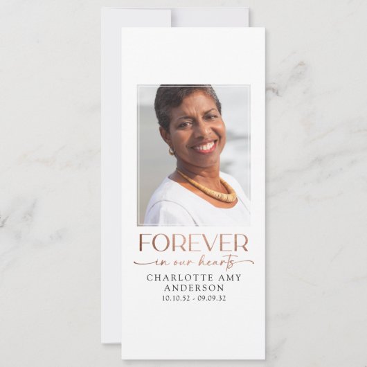 永遠に私たちのハート写真葬儀祈りの言葉カード 招待状 (正面)