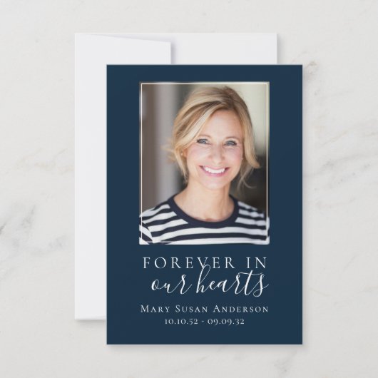 永遠に私たちのハート写真葬儀祈りの言葉カード 招待状 (正面)