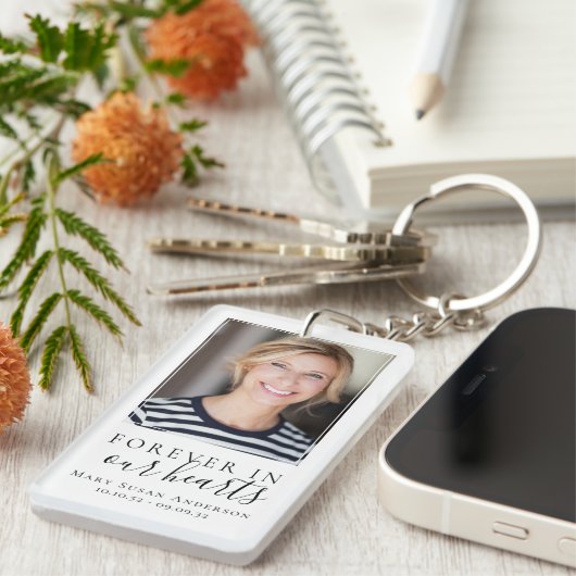 永遠に私たちのハート写真葬儀祈りの言葉 キーホルダー (正面右)