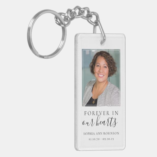 永遠に私たちのハート写真葬儀祈りの言葉 キーホルダー (正面左)