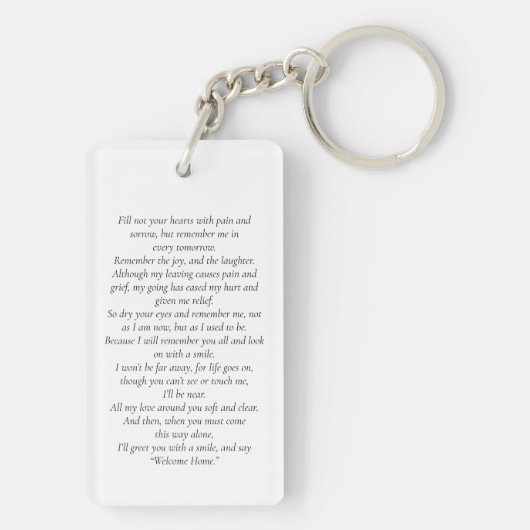 永遠に私たちのハート写真葬儀祈りの言葉 キーホルダー (裏面)