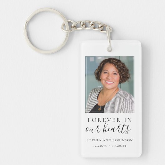 永遠に私たちのハート写真葬儀祈りの言葉 キーホルダー (正面)