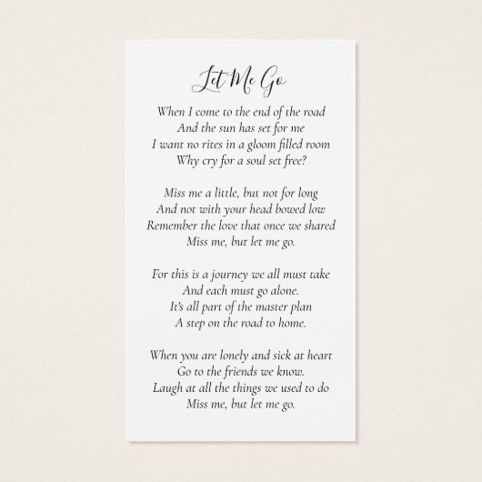 永遠に私たちのハート写真葬儀記念カード (裏面)