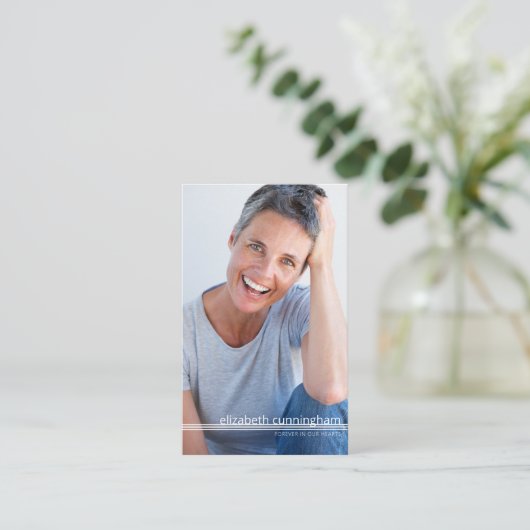 永遠に私たちのハート写真葬儀記念カード 名刺 (スタンド正面)