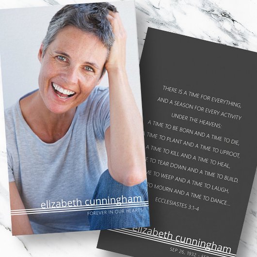 永遠に私たちのハート写真葬儀記念カード 名刺