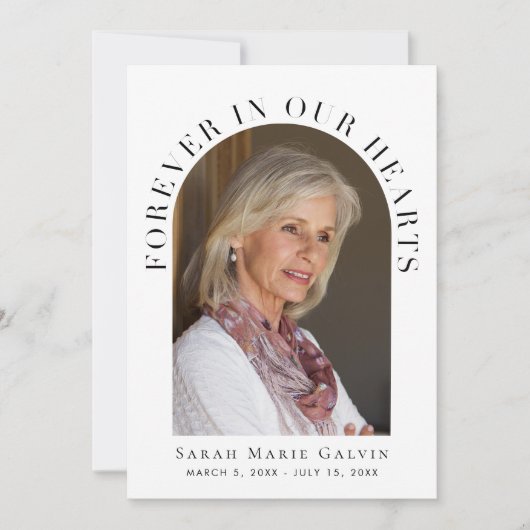 永遠に私たちのハート写真葬儀記念碑 サンキューカード (正面)