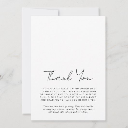 永遠に私たちのハート写真葬儀記念碑 サンキューカード (裏面)