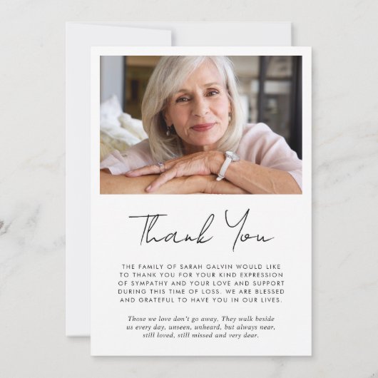 永遠に私たちのハート写真葬儀記念碑 サンキューカード (裏面)