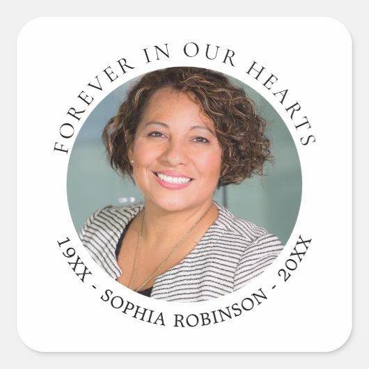 永遠に私たちのハート写真葬儀記念碑 スクエアシール (正面)
