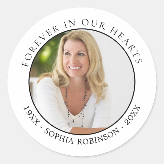 永遠に私たちのハート写真葬儀記念碑 ラウンドシール (正面)