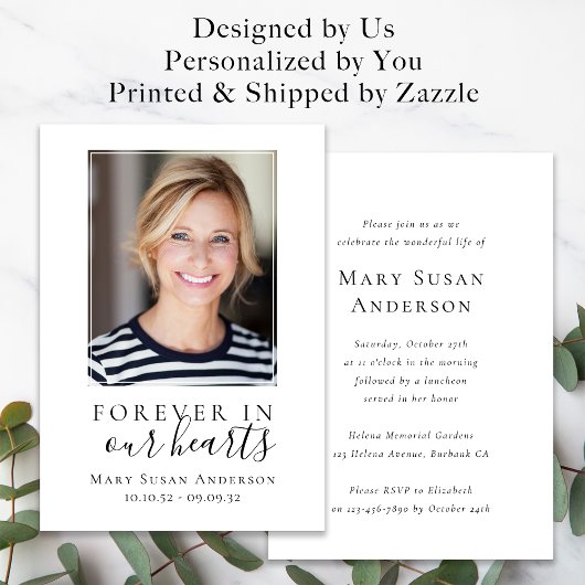 永遠に私たちのハート写真葬儀記念碑 招待状