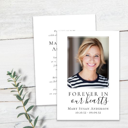 永遠に私たちのハート写真葬儀記念碑 招待状