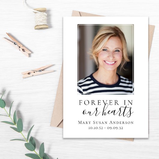 永遠に私たちのハート写真葬儀記念碑 招待状