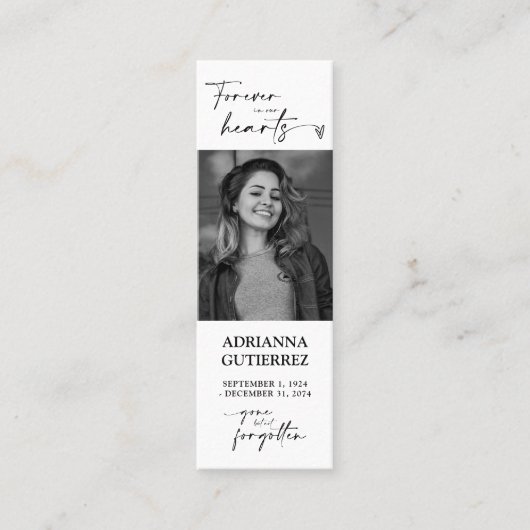 永遠に私たちのハート写真葬儀記念詩 スキニー名刺 (正面)