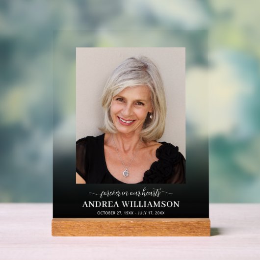 永遠に私たちのハート写真葬儀 アクリルサイン (ニュートラル)