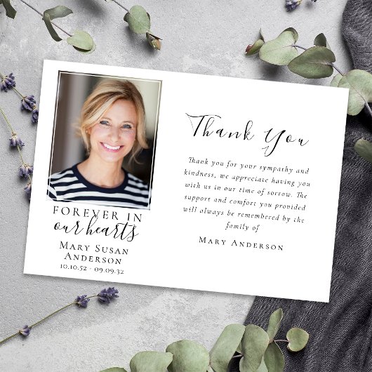 永遠に私たちのハート写真葬儀 サンキューカード