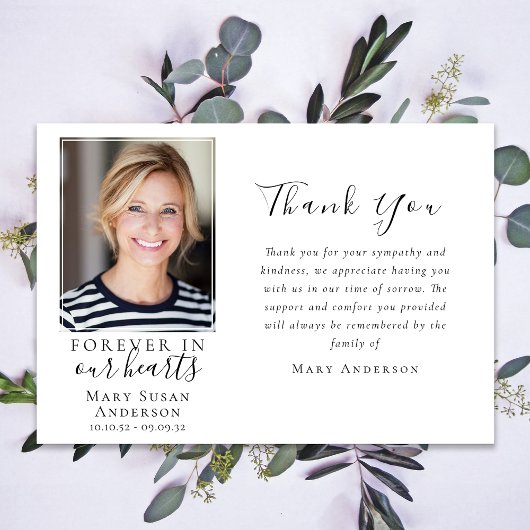 永遠に私たちのハート写真葬儀 サンキューカード