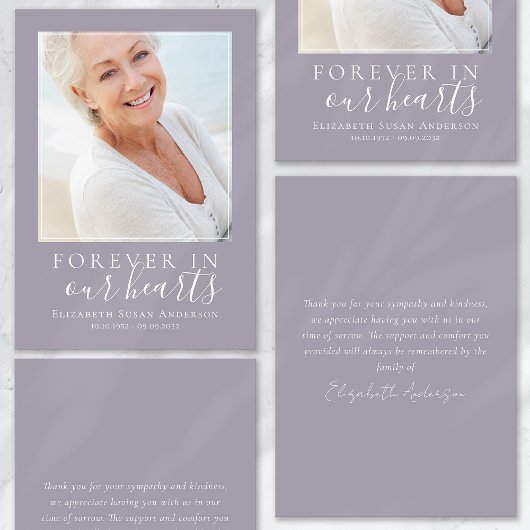 永遠に私たちのハート写真葬儀 サンキューカード