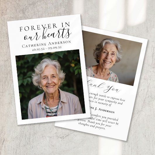 永遠に私たちのハート写真葬儀 サンキューカード