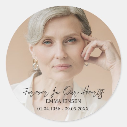 永遠に私たちのハート写真葬儀 ラウンドシール (正面)