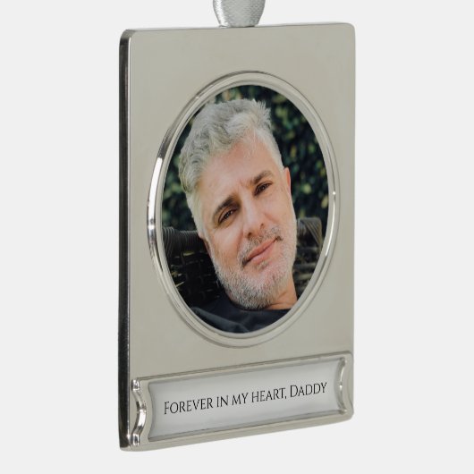 永遠に私たちのハート写真記念クリスマス シルバープレートバナーオーナメント (右)