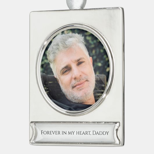 永遠に私たちのハート写真記念クリスマス シルバープレートバナーオーナメント (左)