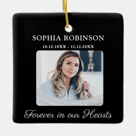 永遠に私たちのハート写真記念クリスマス セラミックオーナメント (正面)
