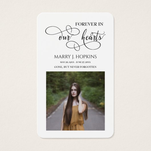 永遠に私たちのハート写真記念祈りの言葉カード (正面)