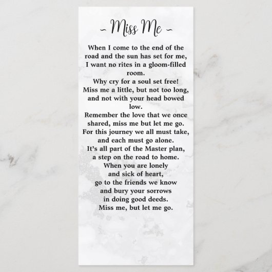 永遠に私たちのハート写真記念祈りの言葉カード メニュー (裏面)