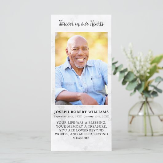 永遠に私たちのハート写真記念祈りの言葉カード メニュー (スタンド正面)