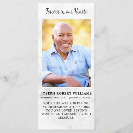 永遠に私たちのハート写真記念祈りの言葉カード メニュー (正面)