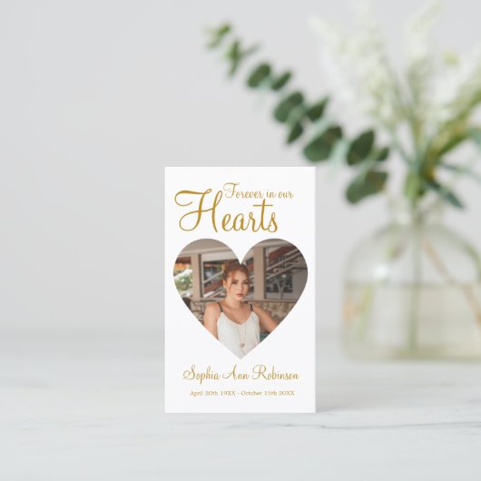 永遠に私たちのハート写真記念祈りの言葉カード 名刺 (スタンド正面)