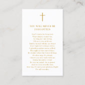 永遠に私たちのハート写真記念祈りの言葉カード 名刺 (裏面)