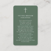 永遠に私たちのハート写真記念祈りの言葉カード 名刺 (裏面)