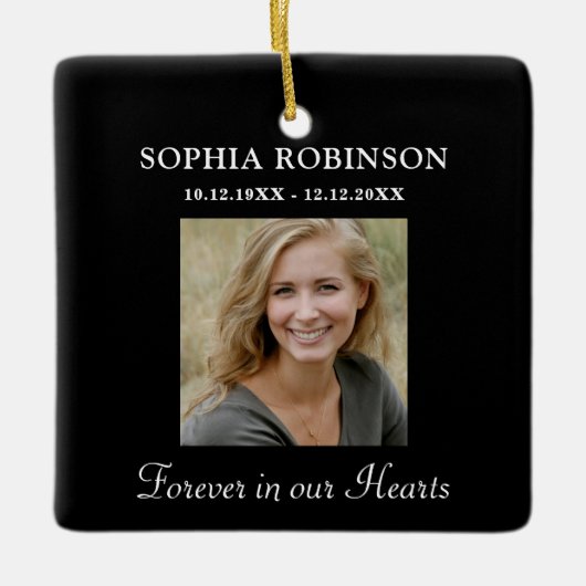 永遠に私たちのハート写真記念記念キープサケ セラミックオーナメント (正面)