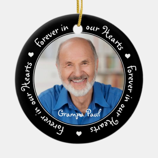 永遠に私たちのハート写真追悼碑 セラミックオーナメント (正面)