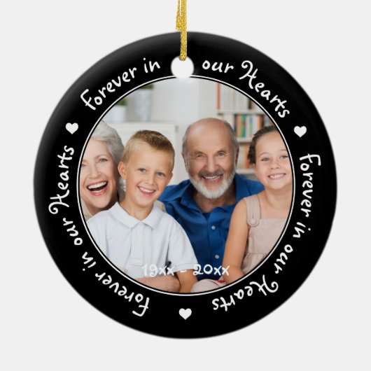永遠に私たちのハート写真追悼碑 セラミックオーナメント (裏面)
