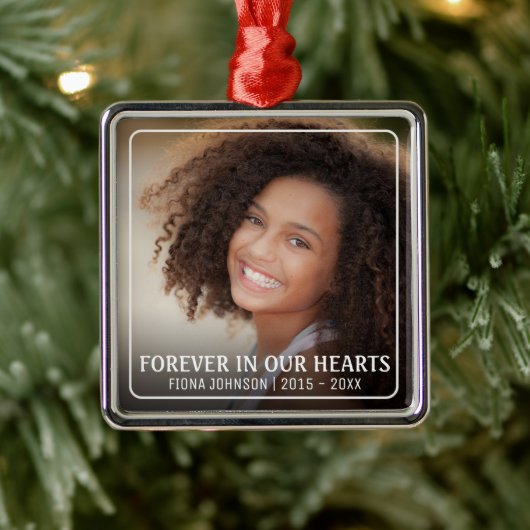 永遠に私たちのハート写真追悼記念 メタルオーナメント (ツリー)