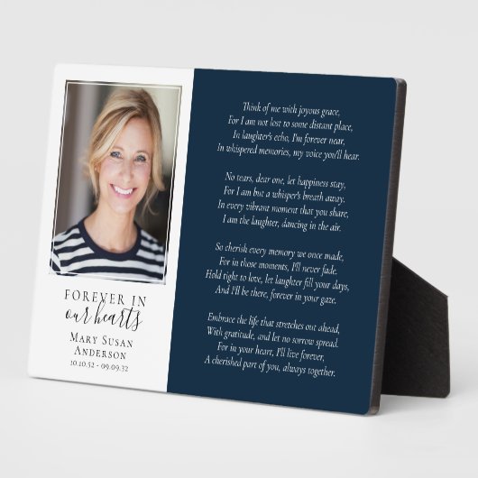 永遠に私たちのハート写真追悼詩 フォトプラーク (側面)