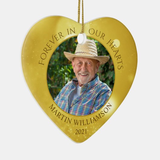 永遠に私たちのハート写真金ゴールド記念 セラミックオーナメント (右)