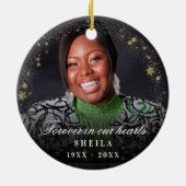 永遠に私たちのハート写真金ゴールド雪 セラミックオーナメント (裏面)