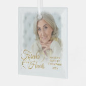 永遠に私たちのハート写真金ゴールド ガラスオーナメント (正面左)