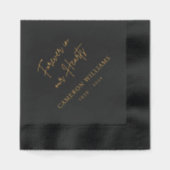 永遠に私たちのハート名の日付黒葬儀 箔ナプキン (正面)