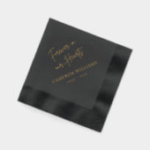 永遠に私たちのハート名の日付黒葬儀 箔ナプキン (左)