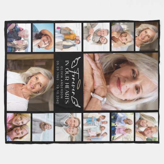 永遠に私たちのハート数々のでPhoto Collageメモリアル フリースブランケット (正面(横))