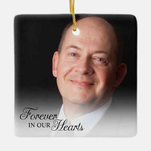 永遠に私たちのハート父で記念写真 セラミックオーナメント (正面)